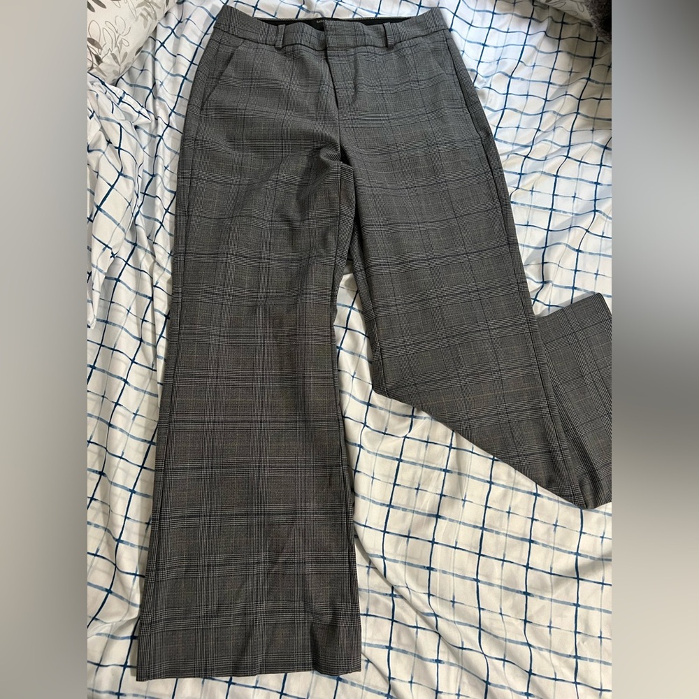 Banana Republic Black and Gray Plaid Trousers
